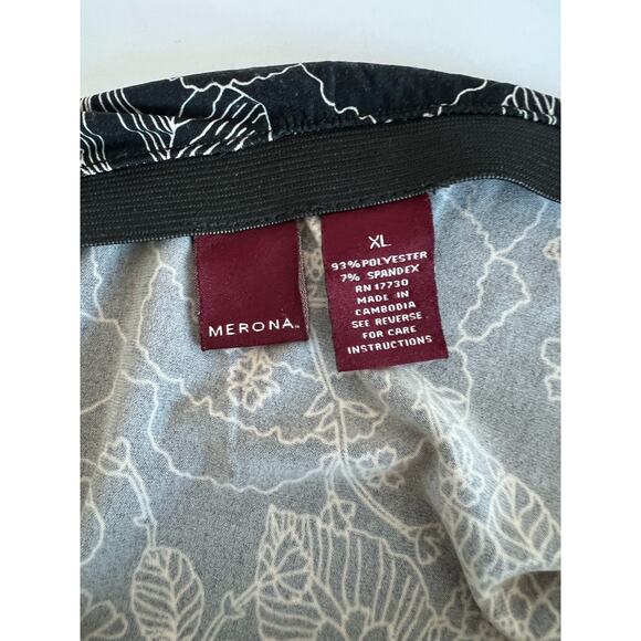 Merona Black and White Floral Ruffle Front Slit Skirt Size XL - Picture 7 of 9